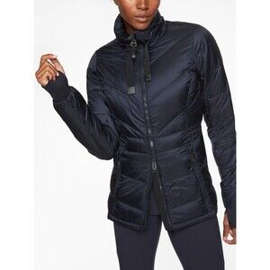 Athleta Banner Peak Goose Down Jacket Captain Navy Blue Large Puffer Warm